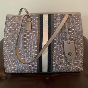 Tory Burch Monogram Coated Canvas Tote